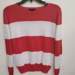 Timing Red and White Striped Crew Neck Sweater